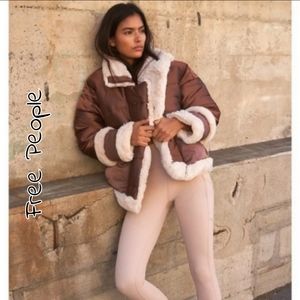 FREE PEOPLE  × Coco Reversible Puffer Bronze Jacket Sz L